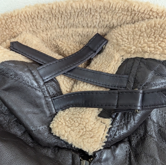 Leather Pilot Jacket with Faux Sherpa Trim by Leather & Soul XL Bag 6 - Picture 6 of 15